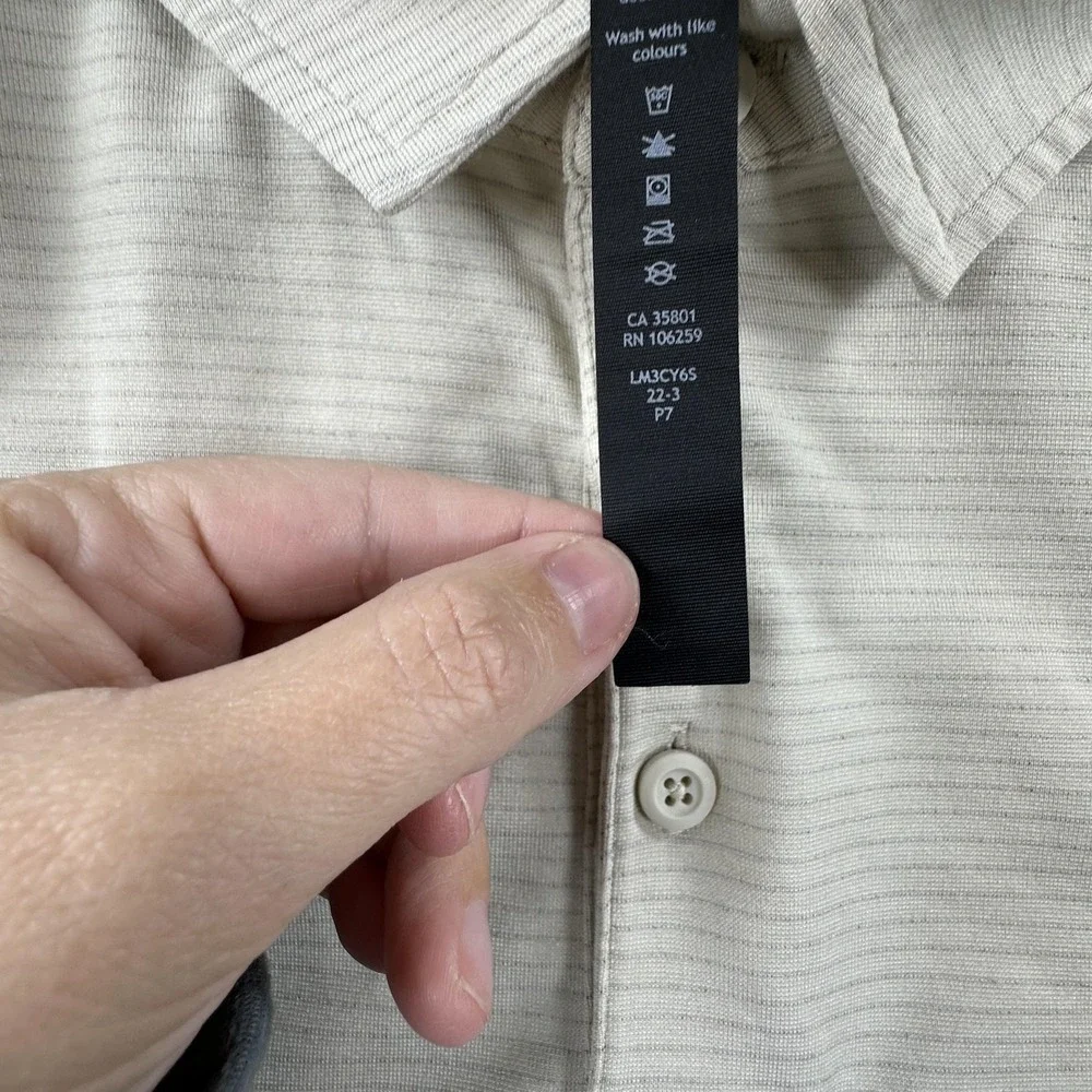 Lululemon Polo Shirt Mens Large Light Gray Stripe Evolution Golf Performance - Picture 6 of 9